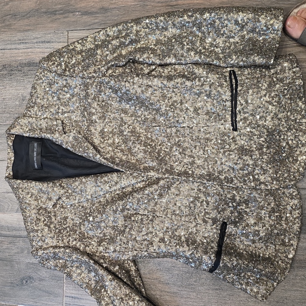 Sequin Gold Blazer Jacket Size Small Perfect Condition